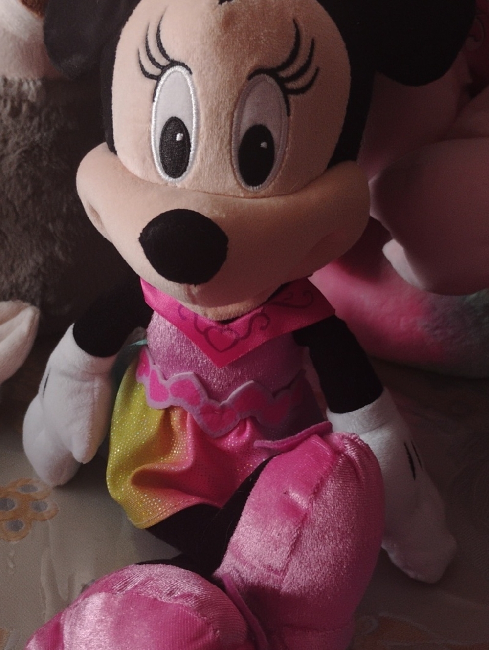 Disney Minnie Mouse Plush in Pink with Rainbow Skirt